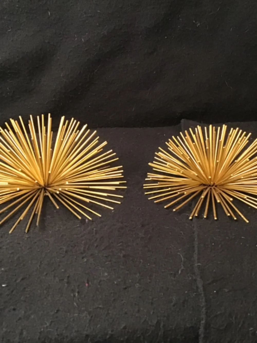 MCM Solid Metal Set 2 Gold Finish Spiked Sea Orchin 3D Wall & Tabletop Decor.